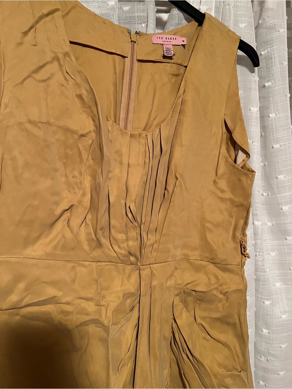 Ted Baker Mustard Yellow Sleeveless Dress with Side Zip